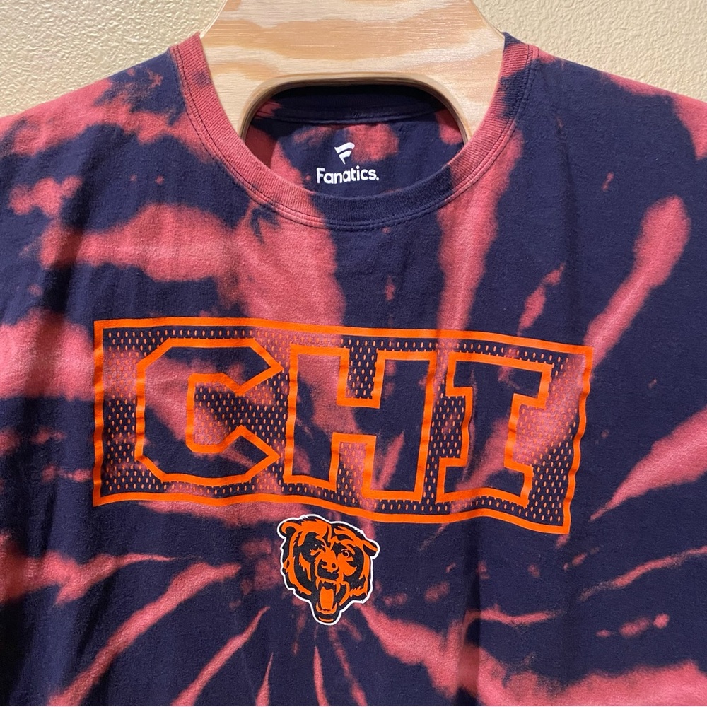 Men’s 2XL NFL Chicago Bears Upcycled Bleached Tie Dye Long Sleeve Shirt - Picture 2 of 8